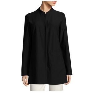 EILEEN FISHER Black Mandarin Collar Jacket Blazer Size XS